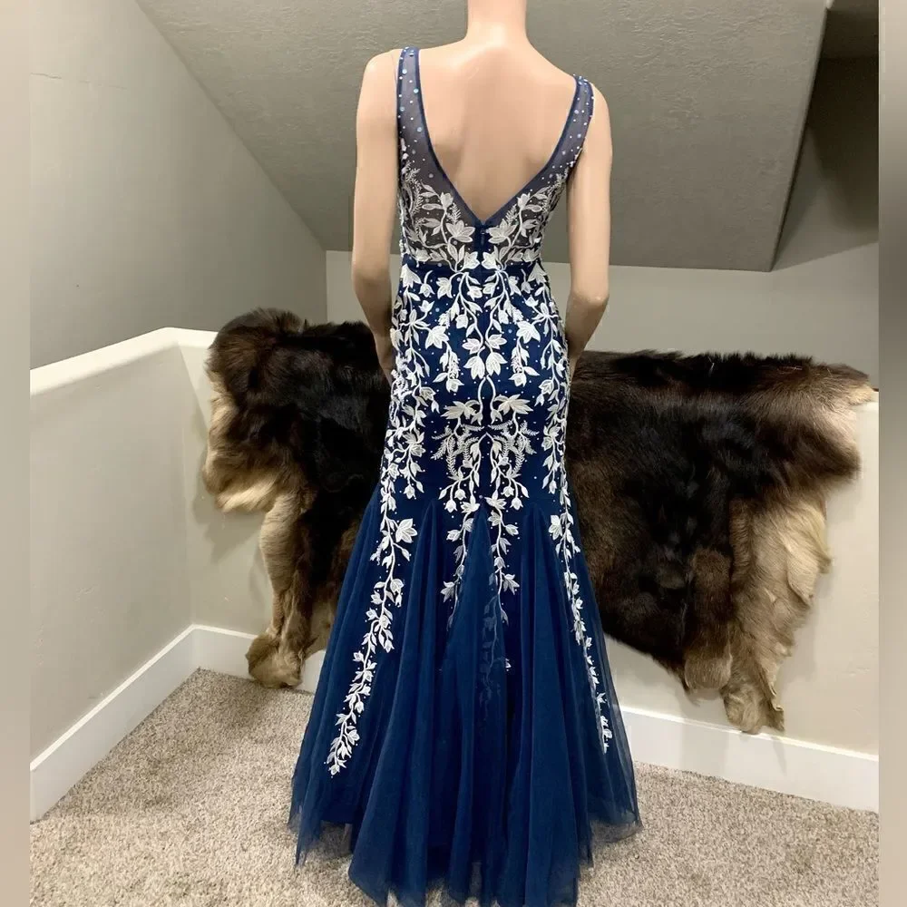 Custom Made Embroidered Lace and Exquisite Beaded  & Sequins Mermaid Gown